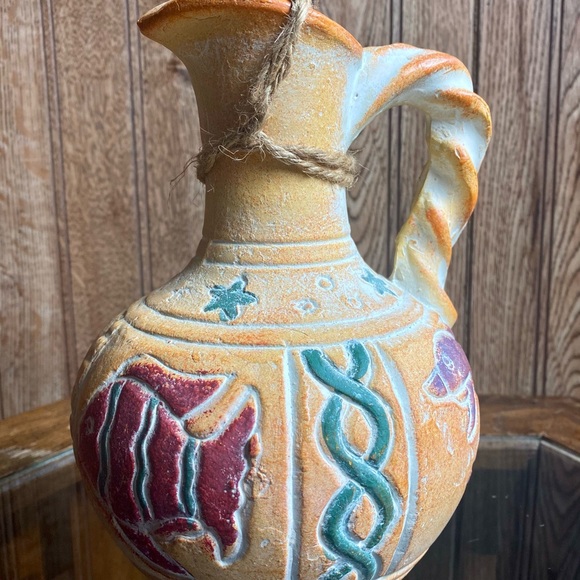 Mexican Pottery Pitcher with Nautical Ornament - Picture 3 of 9